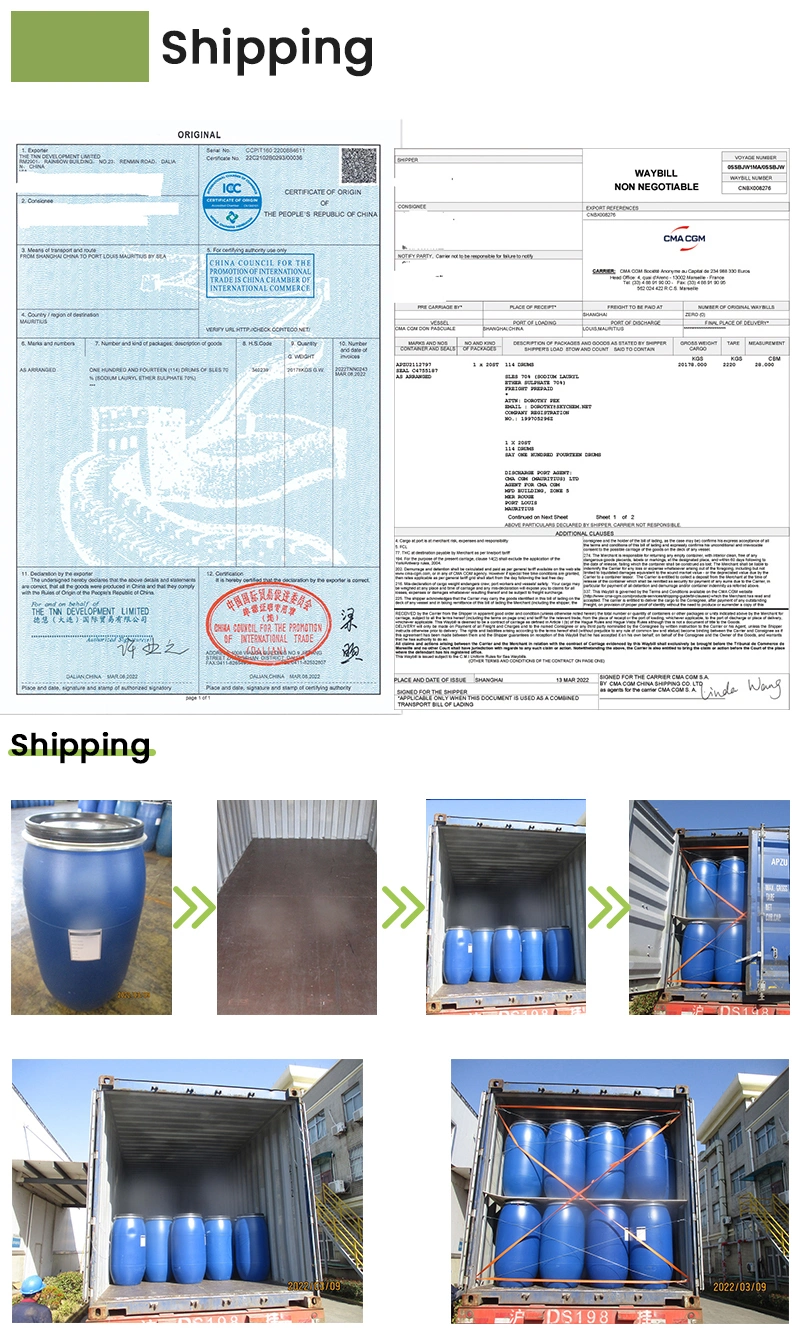 Sodium Lauryl Ether Sulfate 70 CAS 68585-34-2 SLES 70% Texapon N70