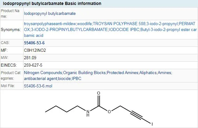 Cosmetics High Purity Iodopropynyl Butylcarbamate (IPBC) CAS 55406-53-6